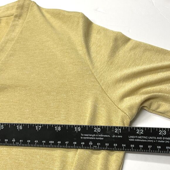 LOGO Cardigan Mustard Yellow With Ruffle Hem & Pockets Long Sleeves - Picture 7 of 10